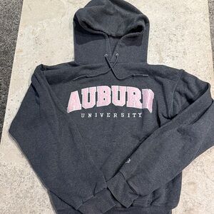Champion Gray Hoodie with Pink and White Accents